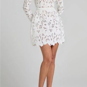 NADINE MERABI White Floral Lace Dress